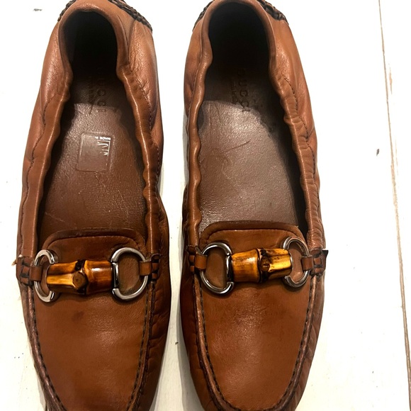 Gucci Driving Horsebit AccentToggle Brown Leather Ballet Shoes Size 38 - Picture 2 of 13